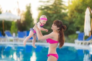 Mom with Baby at Pool